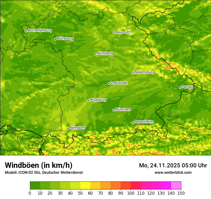 Modellkarten Windgeschwindigkeit