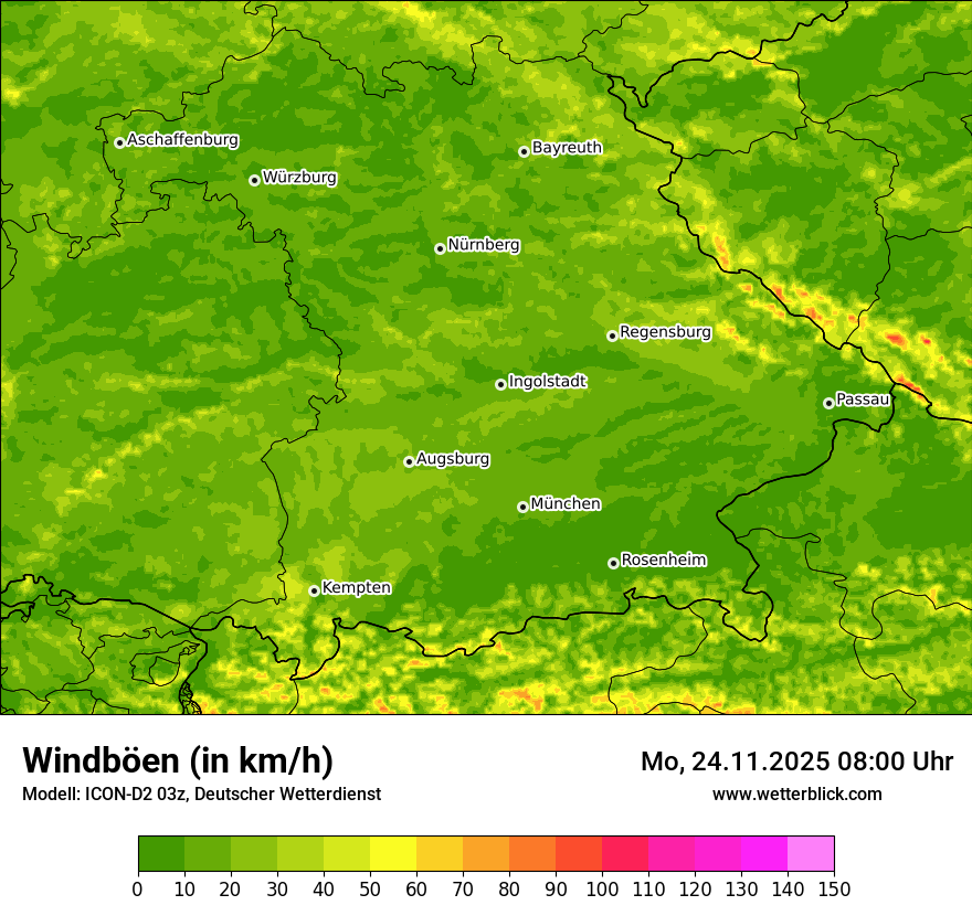 Modellkarten Windgeschwindigkeit
