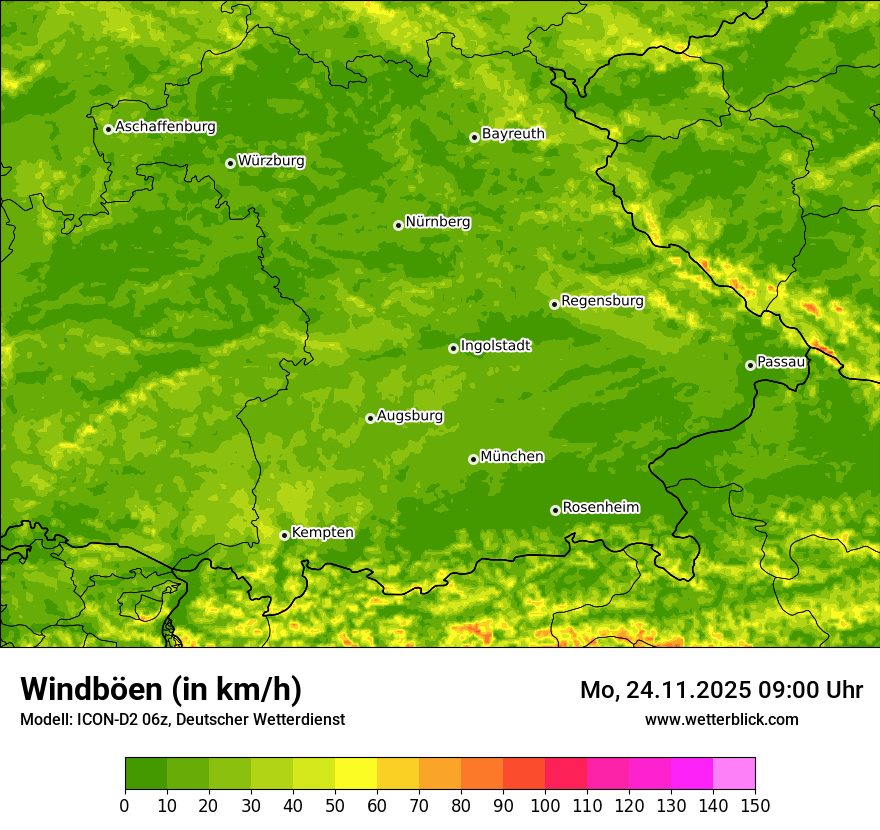 Modellkarten Windgeschwindigkeit