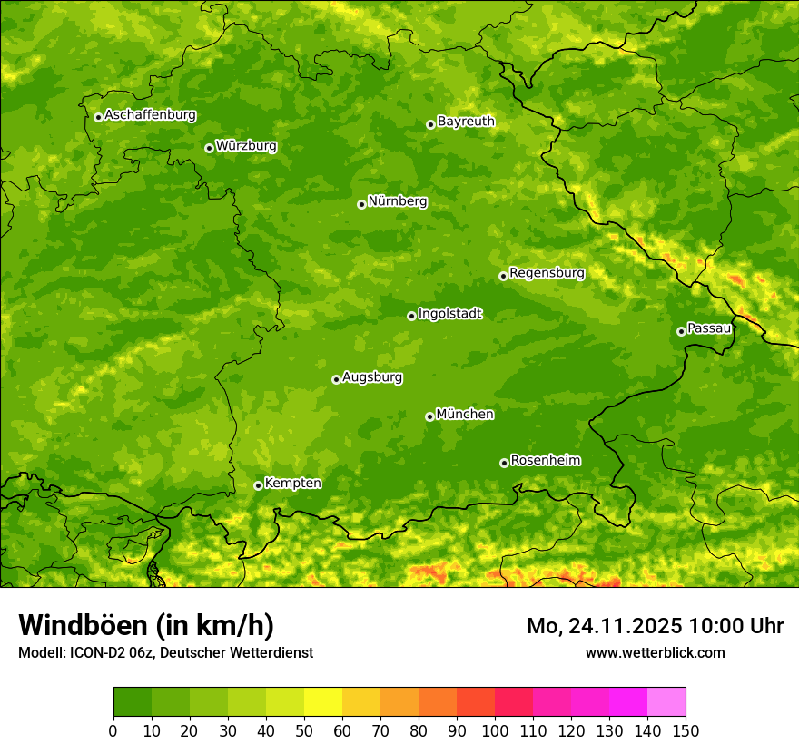 Modellkarten Windgeschwindigkeit