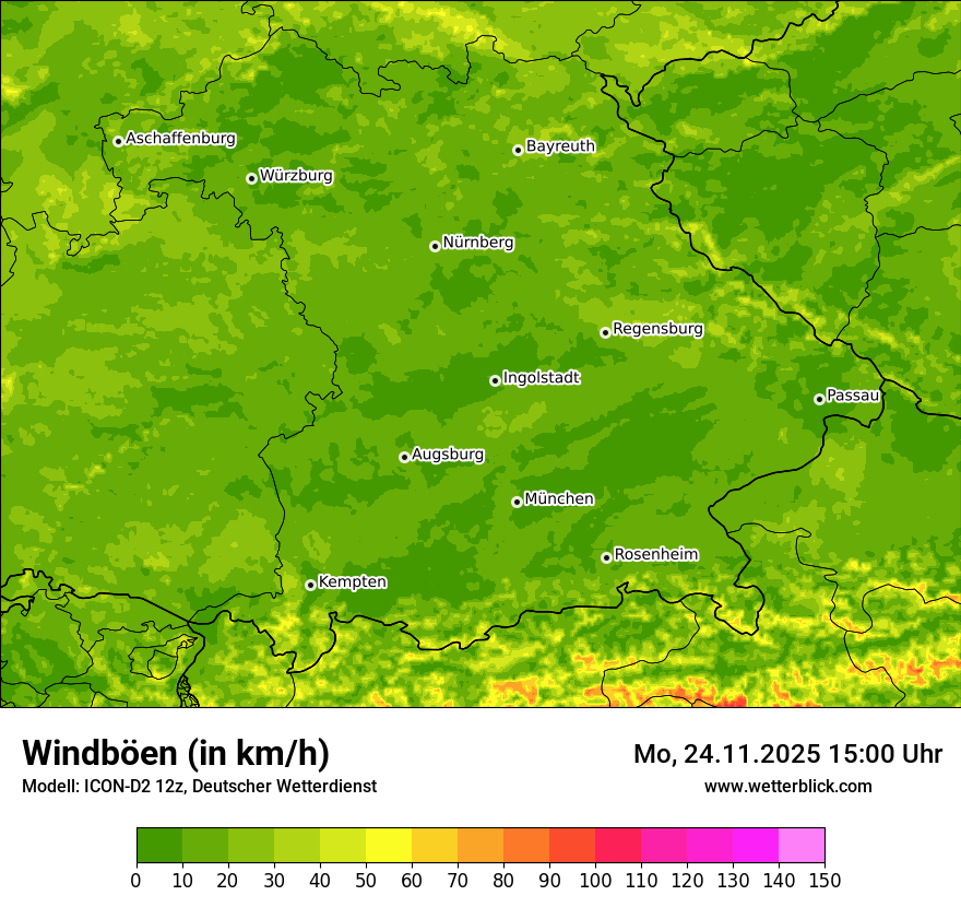 Modellkarten Windgeschwindigkeit