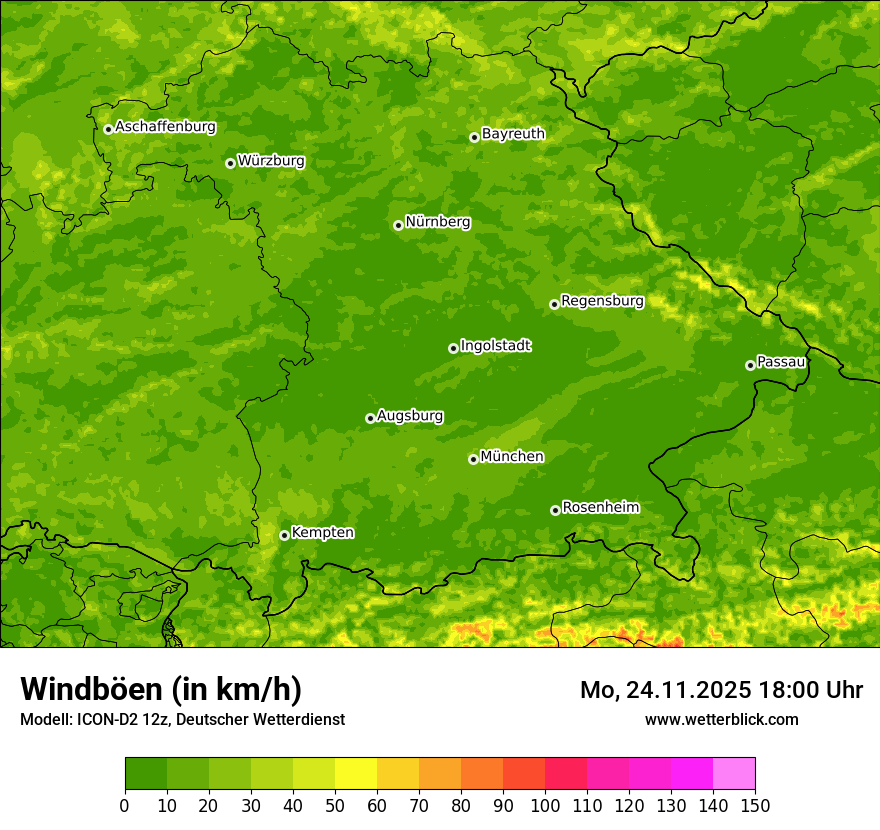 Modellkarten Windgeschwindigkeit