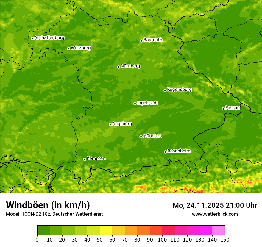 Modellkarten Windgeschwindigkeit