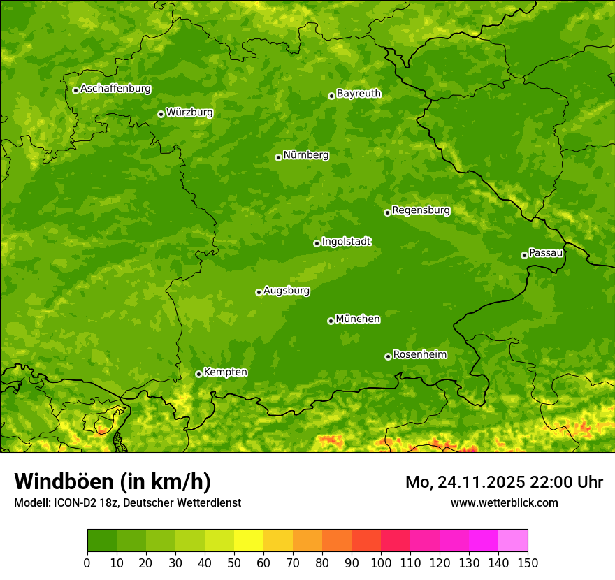 Modellkarten Windgeschwindigkeit