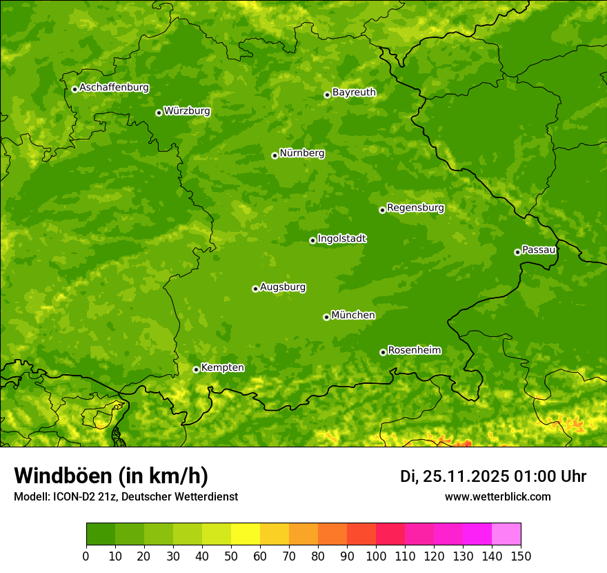 Modellkarten Windgeschwindigkeit