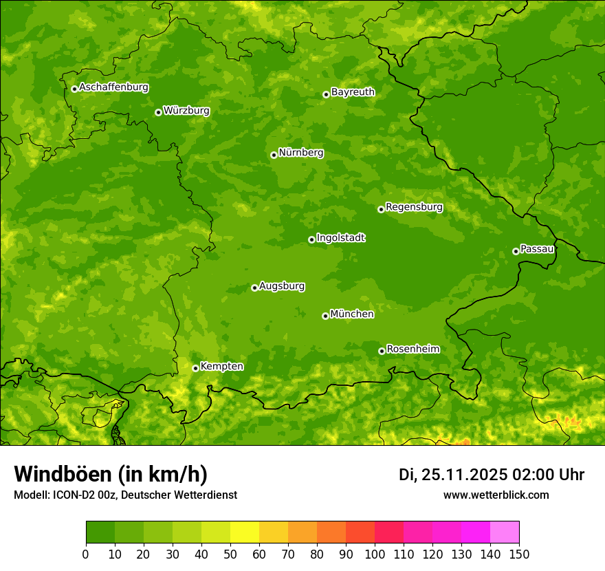 Modellkarten Windgeschwindigkeit