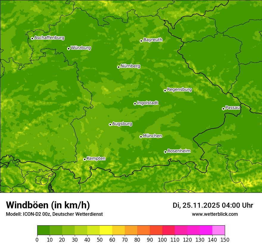 Modellkarten Windgeschwindigkeit