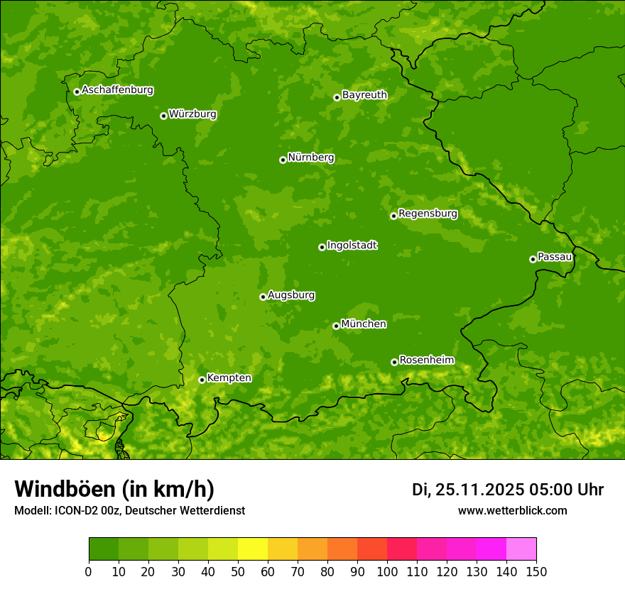 Modellkarten Windgeschwindigkeit