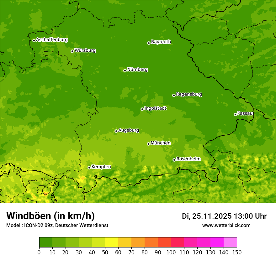 Modellkarten Windgeschwindigkeit