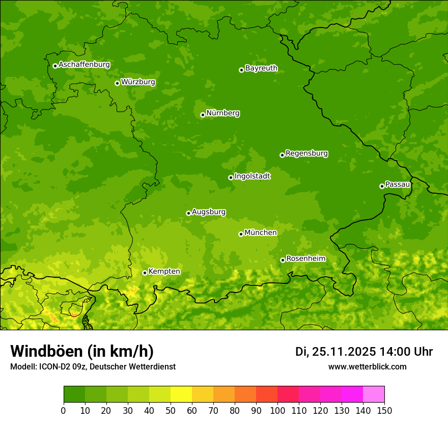 Modellkarten Windgeschwindigkeit