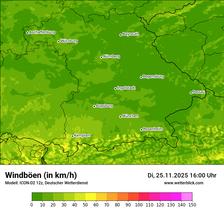 Modellkarten Windgeschwindigkeit