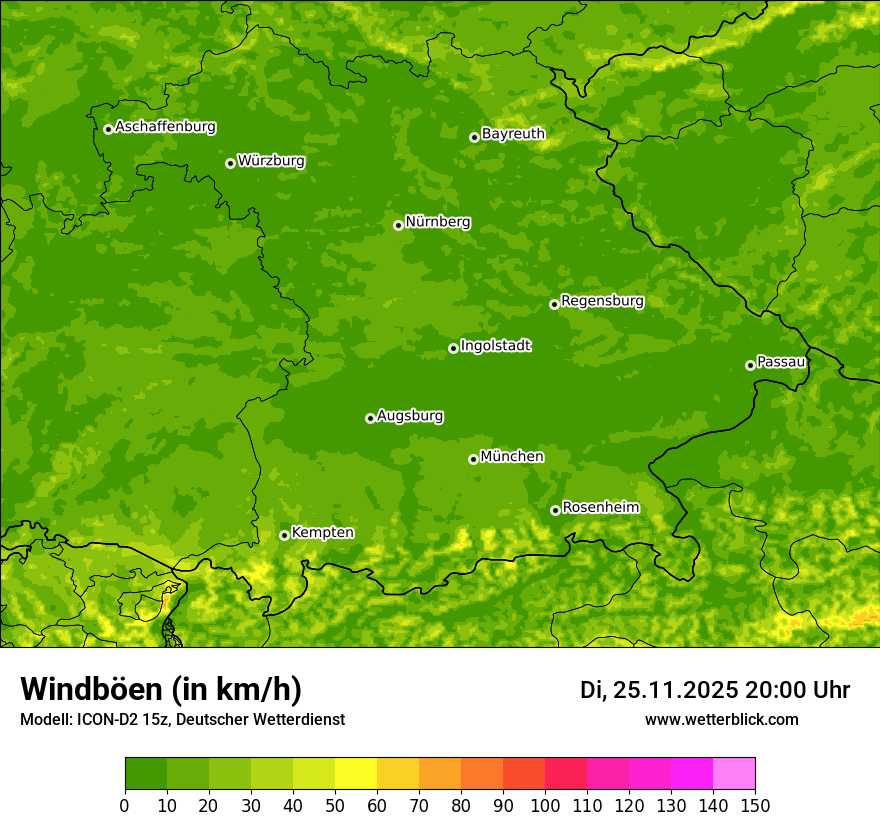 Modellkarten Windgeschwindigkeit