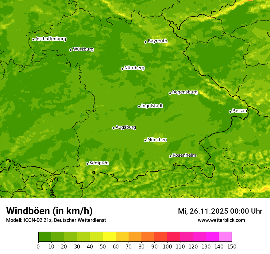 Modellkarten Windgeschwindigkeit
