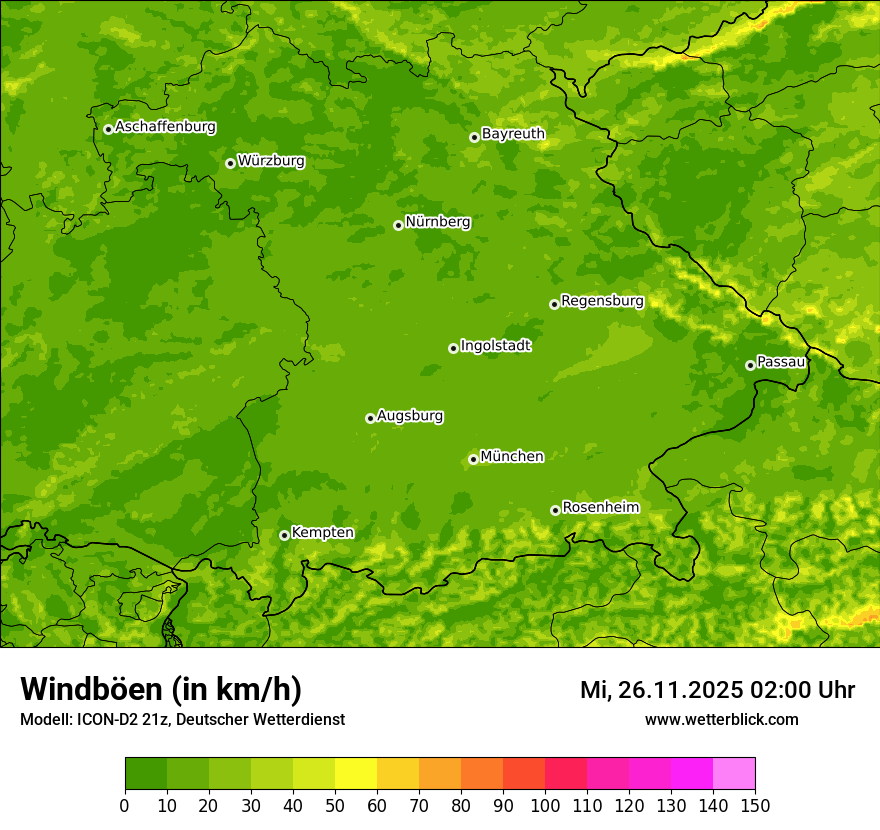 Modellkarten Windgeschwindigkeit