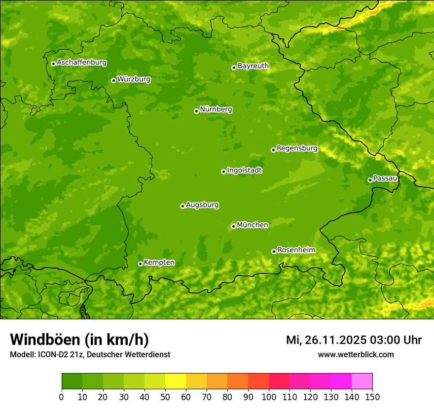 Modellkarten Windgeschwindigkeit