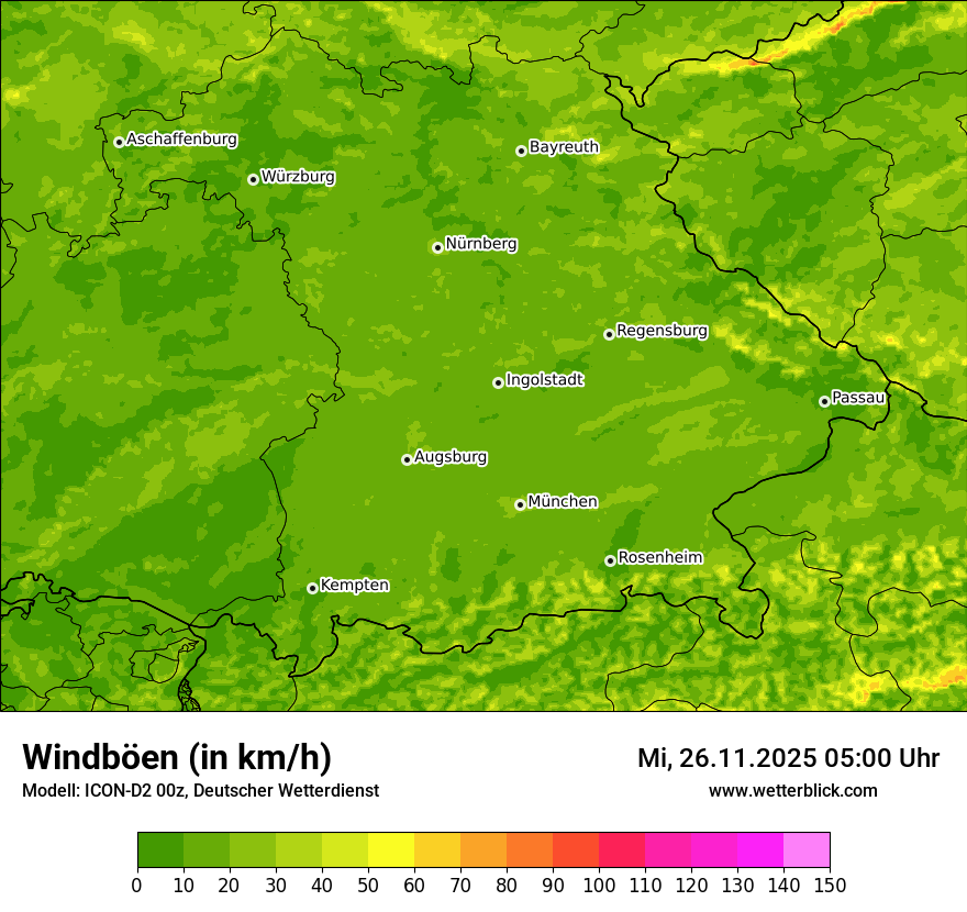 Modellkarten Windgeschwindigkeit