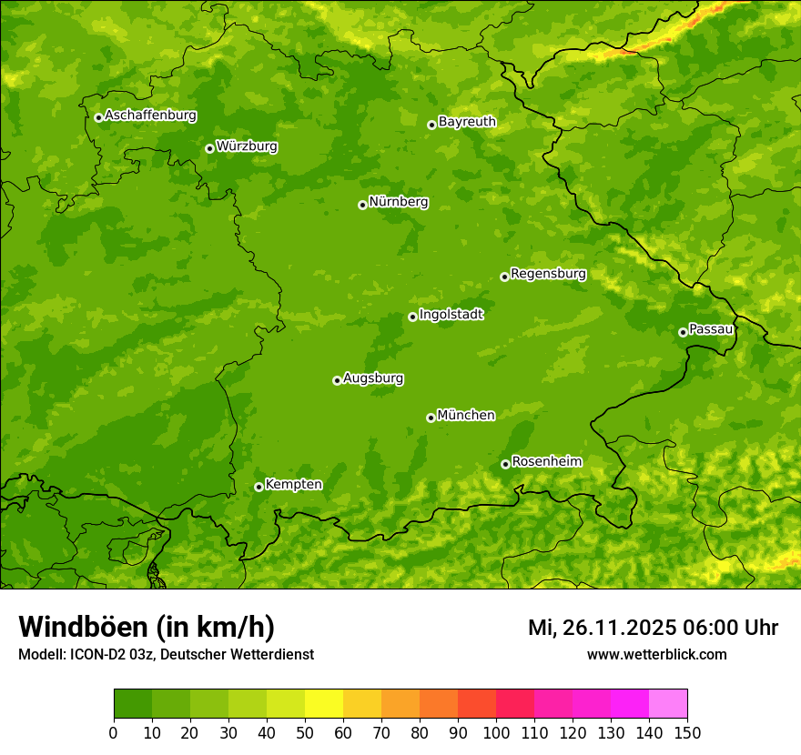 Modellkarten Windgeschwindigkeit