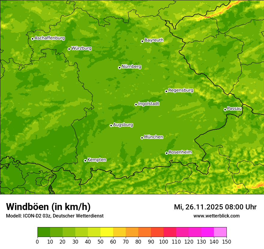 Modellkarten Windgeschwindigkeit