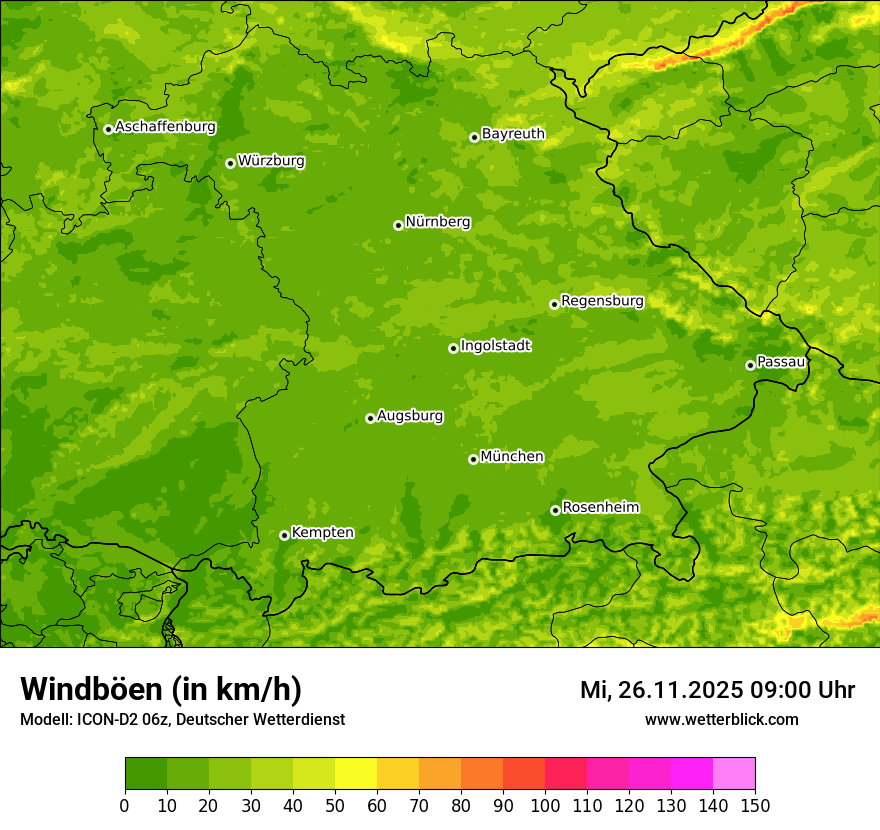 Modellkarten Windgeschwindigkeit