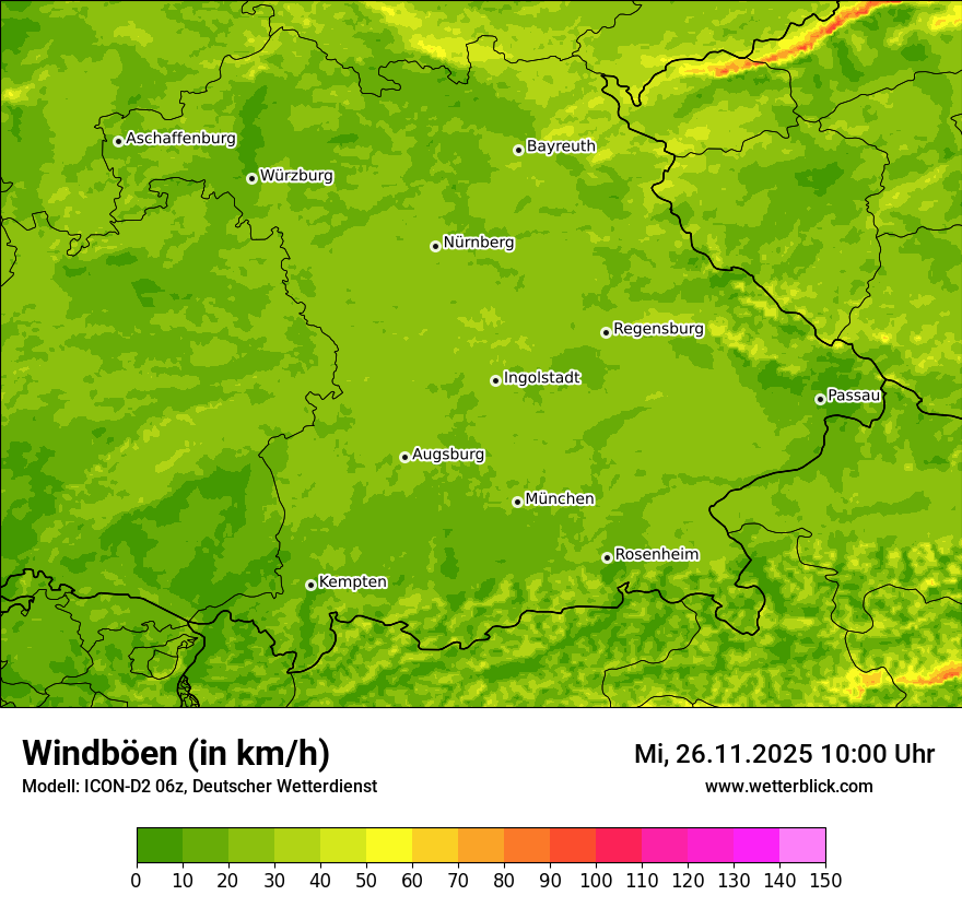 Modellkarten Windgeschwindigkeit