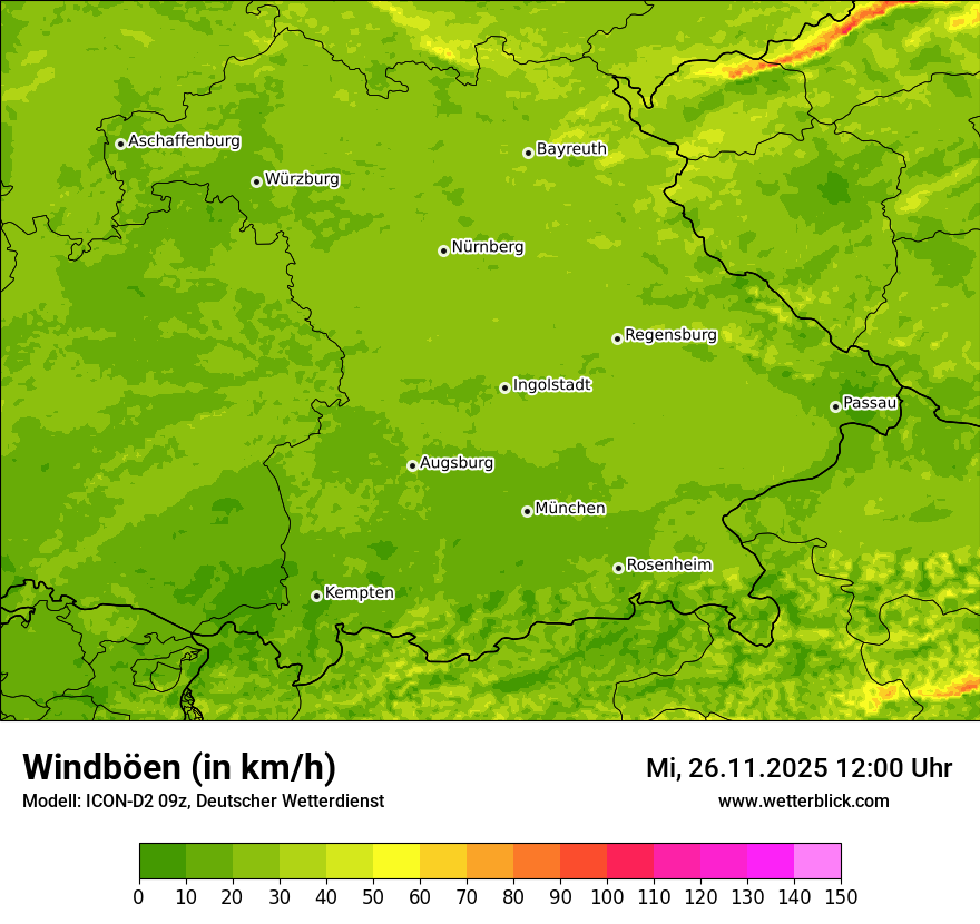 Modellkarten Windgeschwindigkeit
