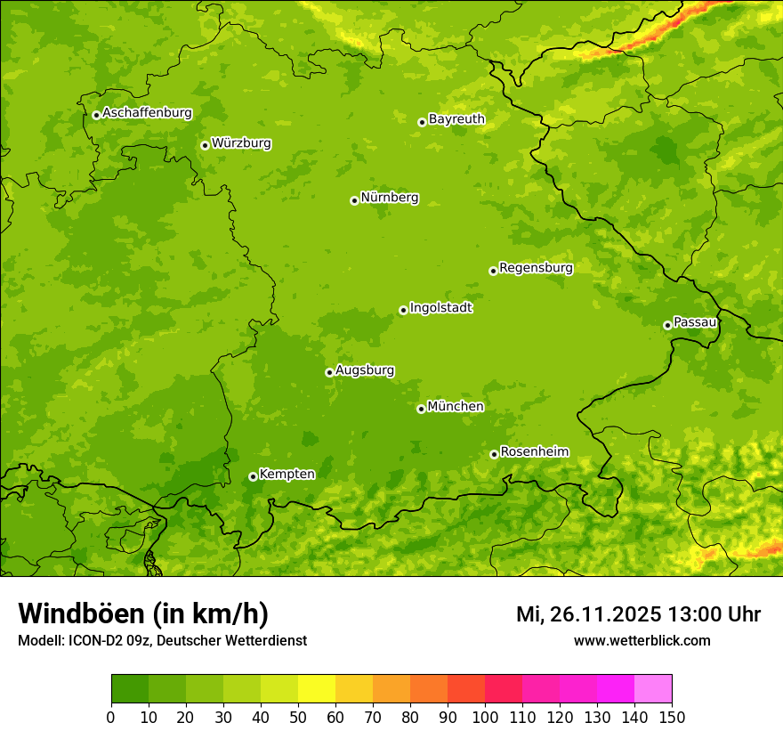 Modellkarten Windgeschwindigkeit