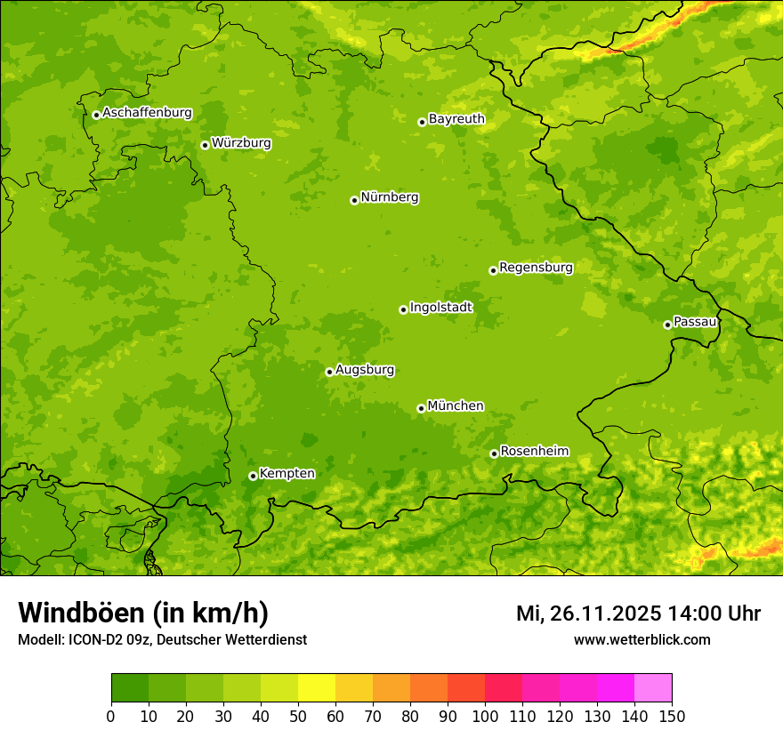 Modellkarten Windgeschwindigkeit