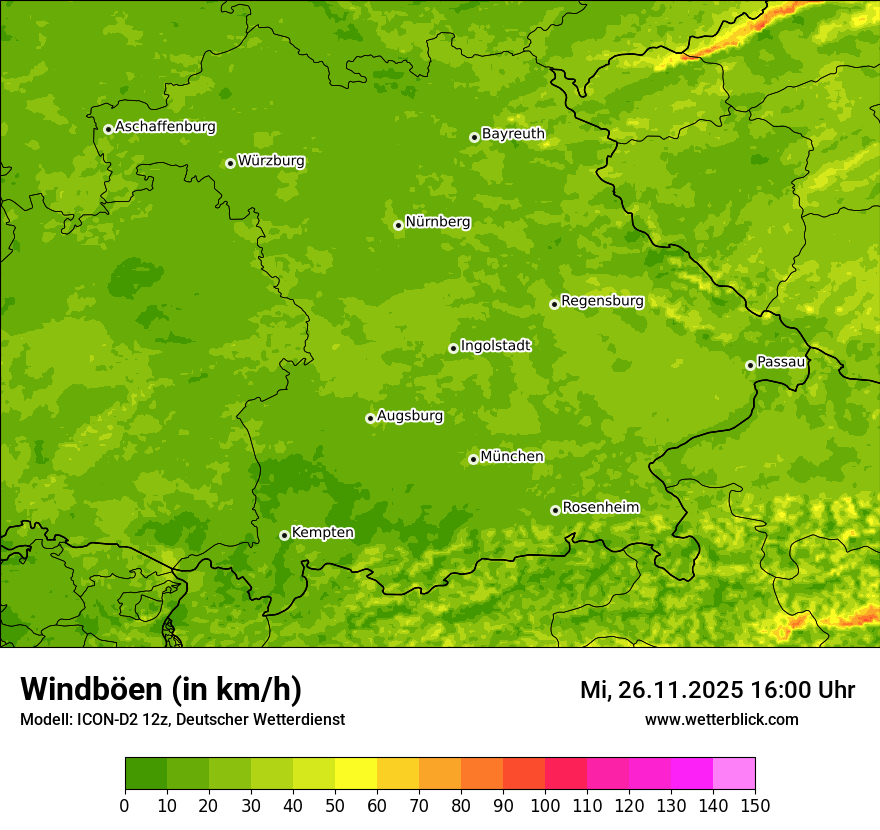 Modellkarten Windgeschwindigkeit