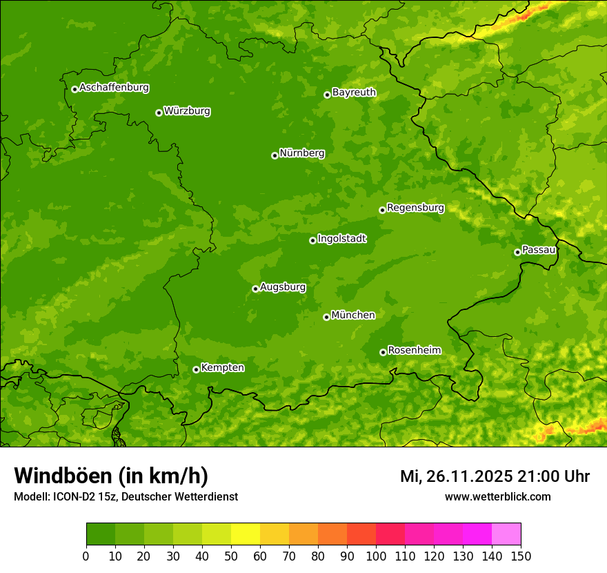 Modellkarten Windgeschwindigkeit