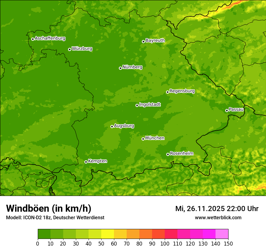 Modellkarten Windgeschwindigkeit
