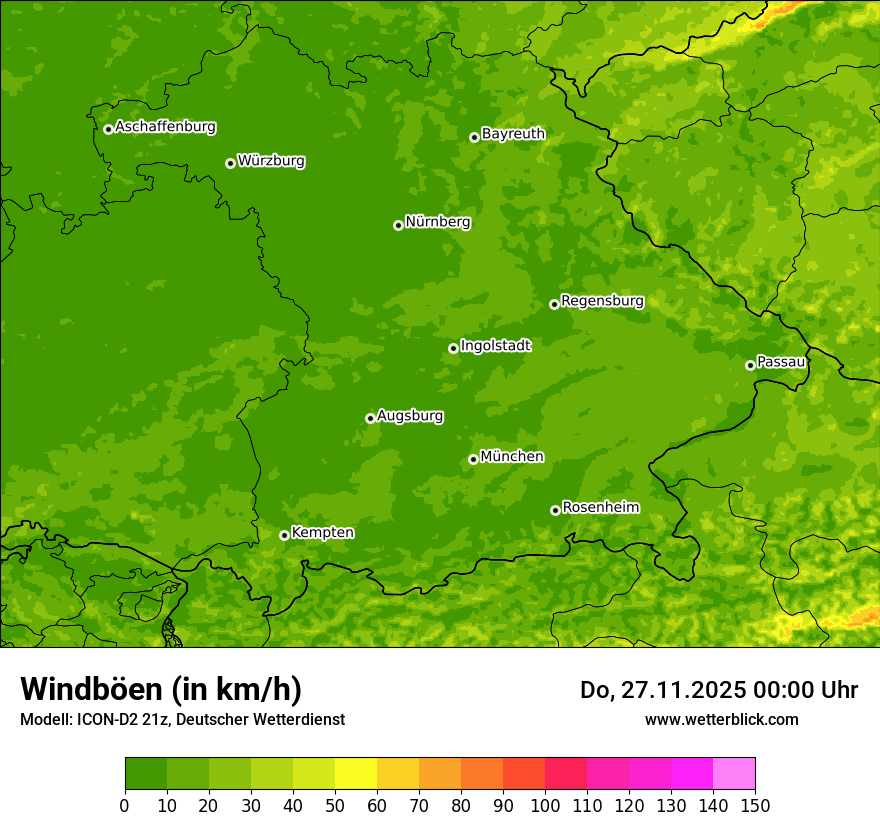 Modellkarten Windgeschwindigkeit