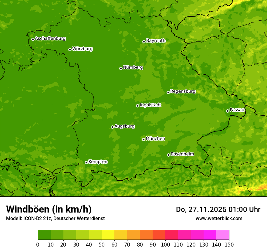Modellkarten Windgeschwindigkeit