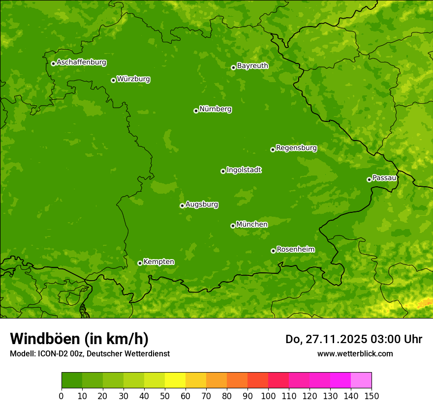 Modellkarten Windgeschwindigkeit