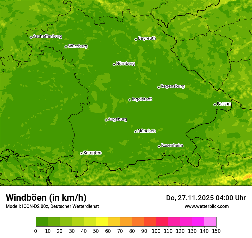 Modellkarten Windgeschwindigkeit