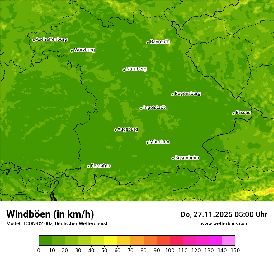Modellkarten Windgeschwindigkeit