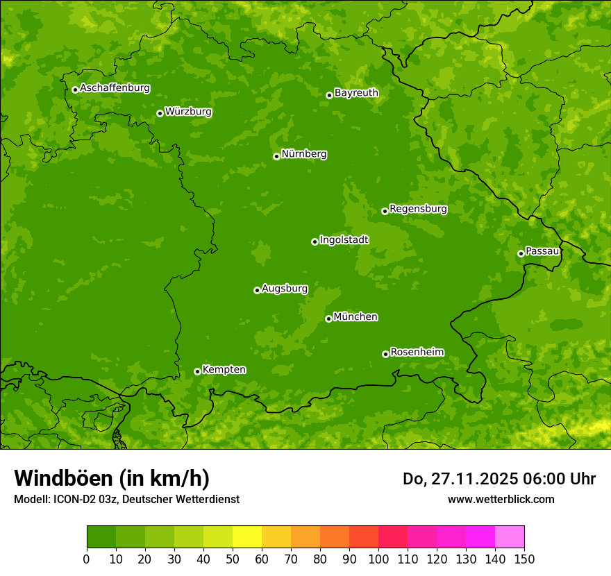 Modellkarten Windgeschwindigkeit