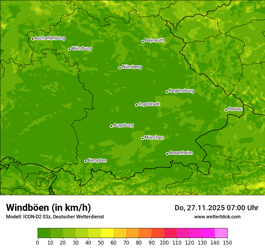 Modellkarten Windgeschwindigkeit