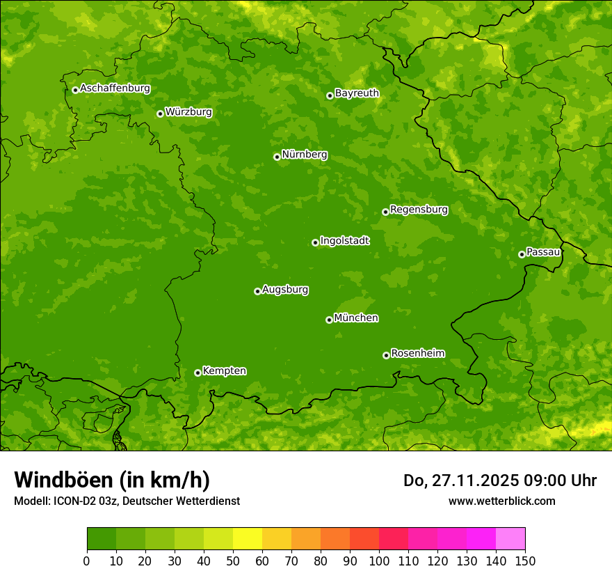 Modellkarten Windgeschwindigkeit