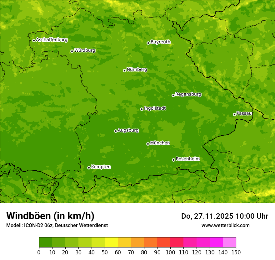 Modellkarten Windgeschwindigkeit