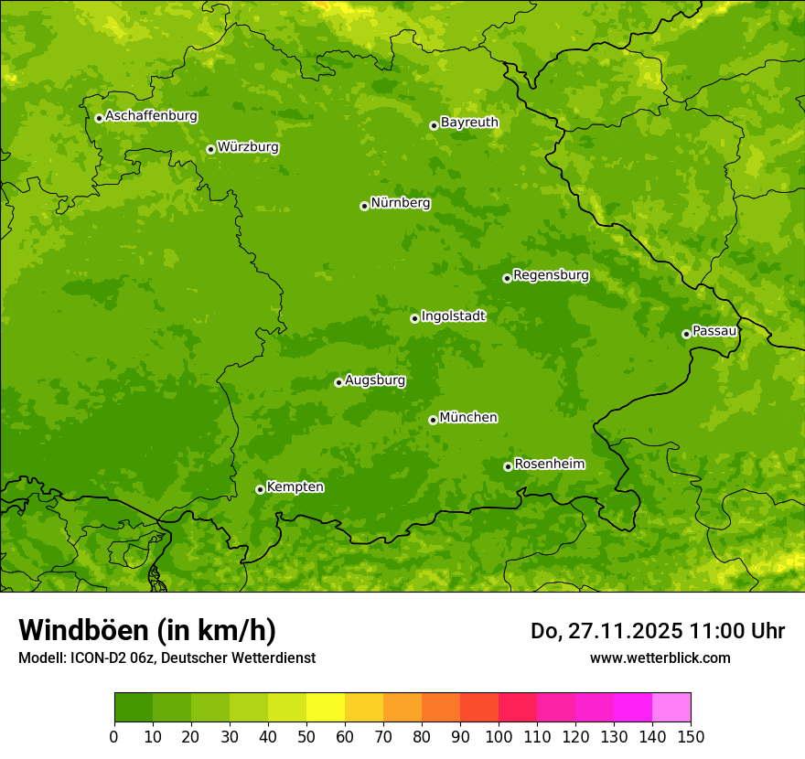 Modellkarten Windgeschwindigkeit