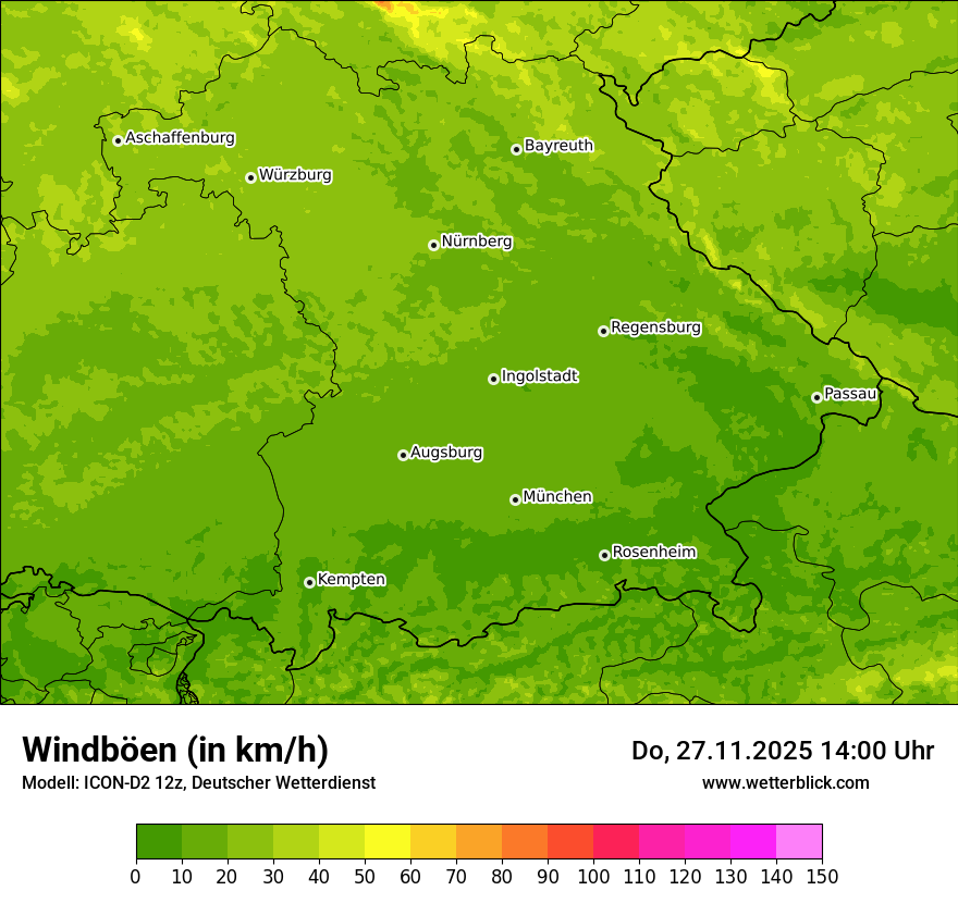 Modellkarten Windgeschwindigkeit