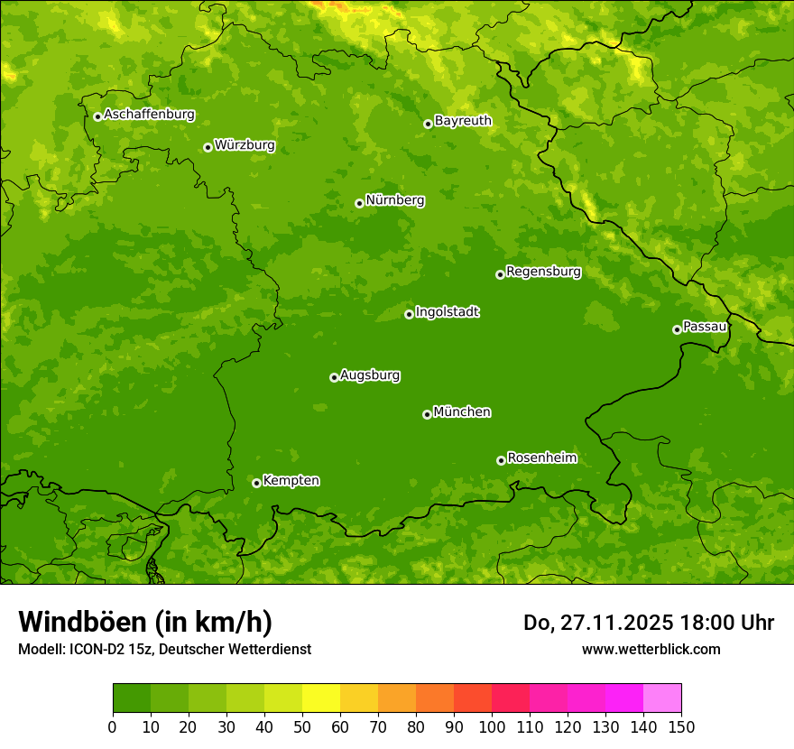 Modellkarten Windgeschwindigkeit