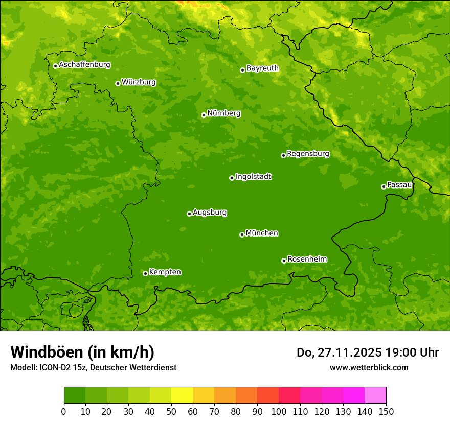 Modellkarten Windgeschwindigkeit