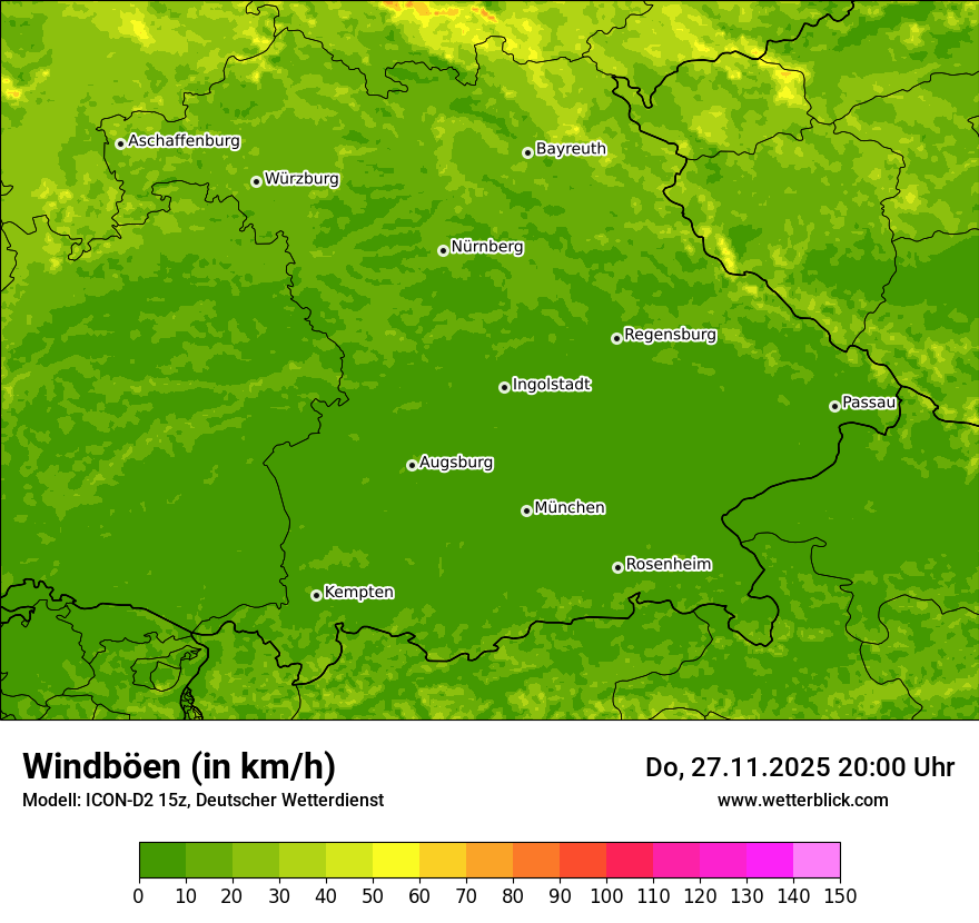 Modellkarten Windgeschwindigkeit