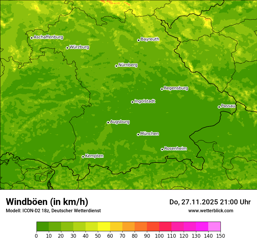Modellkarten Windgeschwindigkeit