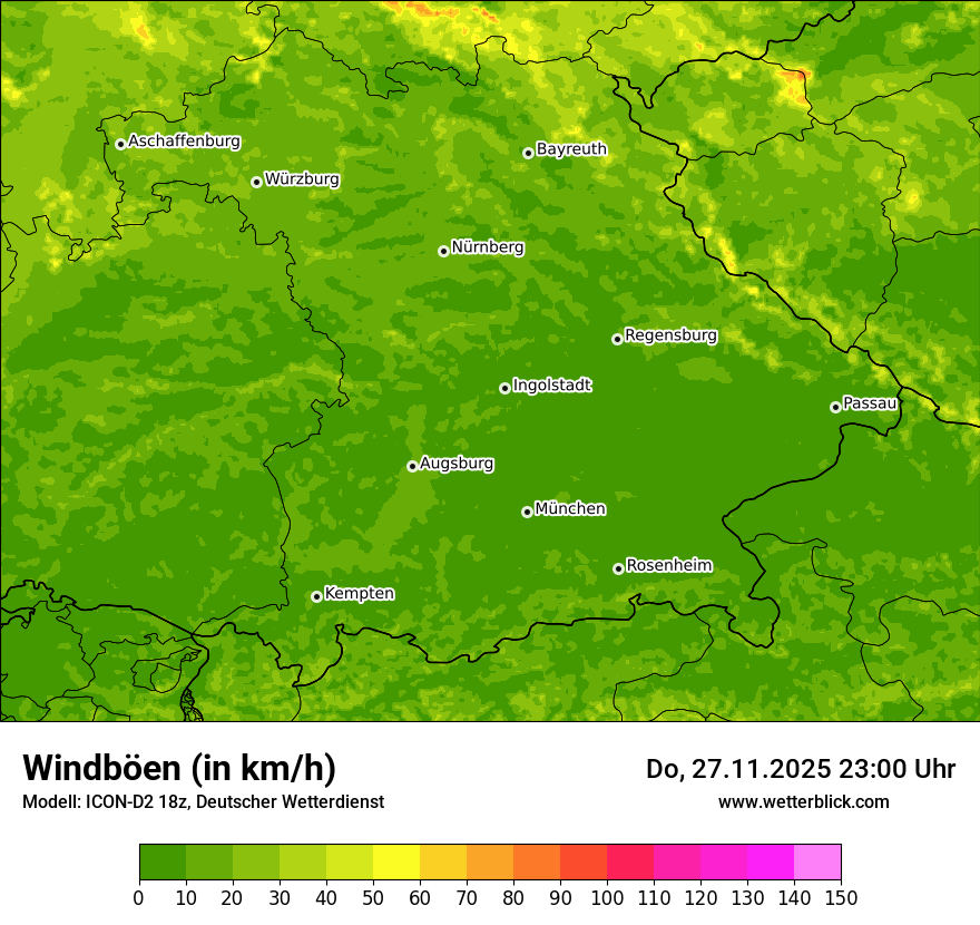 Modellkarten Windgeschwindigkeit