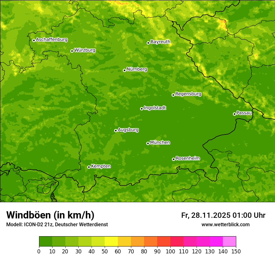 Modellkarten Windgeschwindigkeit