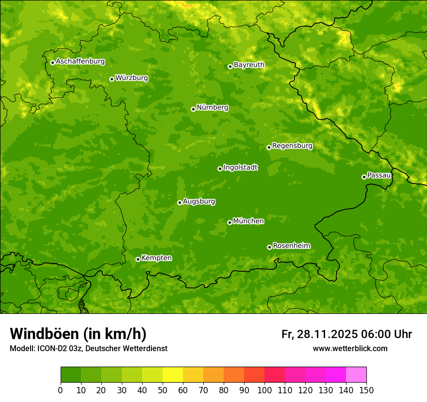 Modellkarten Windgeschwindigkeit