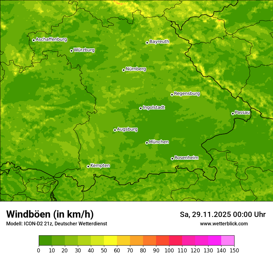 Modellkarten Windgeschwindigkeit