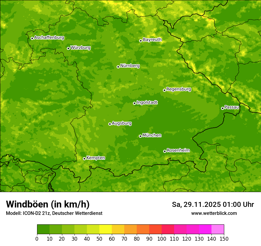 Modellkarten Windgeschwindigkeit